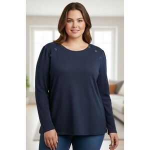 Liz Claiborne Shoulder Button detail sweater Navy Size XXL